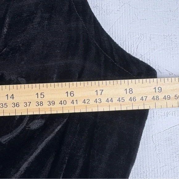 VTG Nostalgia Embroidered Velvet Black Maxi Cocktail Sheath Dress - Large - Picture 7 of 9